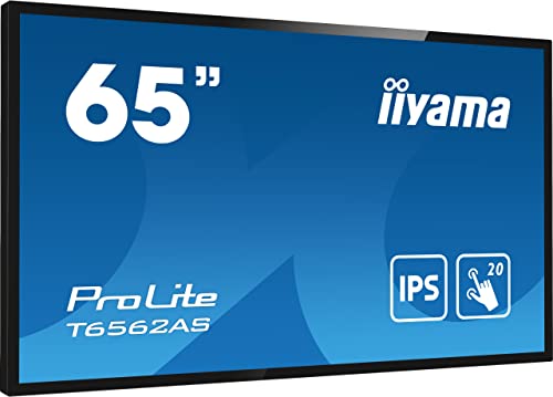 iiyama ProLite T6562AS-B1 164cm 64.5" IPS LED-Monitor 4K UHD 20 Punkt Multitouch Projectiv kapazitiv HDMI USB2.0 RS-232c in/out RJ45 Android-OS Micro-SD slot 24/7 schwarz von iiyama