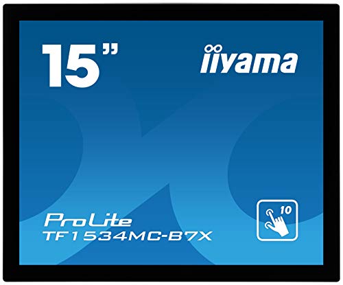 iiyama ProLite TF1534MC-B7X 38cm 15" LED-Monitor XGA Open Frame 10 Punkt Multitouch kapazitiv VGA HDMI DP 7H IP65 Touch-durch-Glas Anti-Fingerprint schwarz von iiyama
