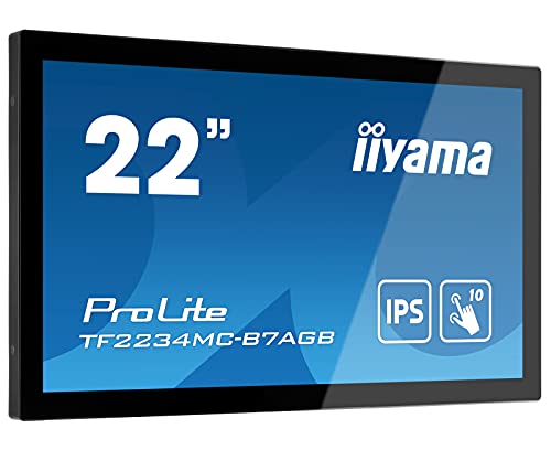 iiyama ProLite TF2234MC-B7AGB 54.6cm 21,5" IPS LED-Monitor Full-HD Open Frame 10 Punkt Multitouch kapazitiv VGA HDMI DP 6H IP65 Anti-Glare Touch-durch-Glas Anti-Fingerprint schwarz von iiyama