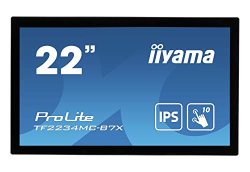 iiyama ProLite TF2234MC-B7X 55cm (21,5") IPS LED-Monitor Full-HD Open Frame 10 Punkt Multitouch kapazitiv (VGA, HDMI, DisplayPort) 7H, IP65 Front, Touch durch Glas, Anti-Fingerprint, schwarz von iiyama