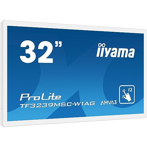 iiyama ProLite TF3239MSC-W1AG 80cm 31,5" AMVA3 LED-Monitor Full-HD Open Frame 12 Punkt Multitouch kapazitiv VGA HDMI DP RJ45 IP54 AntiGlare Touch-durch-Glass 24/7 weiss von iiyama