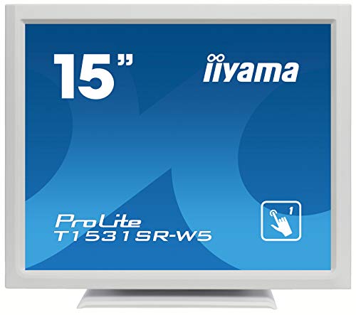 iiyama Prolite T1531SR-W5 38 cm (15") LED-Monitor XGA Single Touch resistiv (VGA, HDMI, DisplayPort) IP54 Front, weiß von iiyama