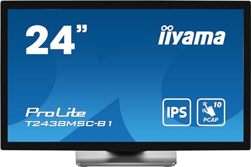 iiyama ProLite T2438MSC-B1 60,5cm 23,8" IPS LED-Monitor Full-HD 10 Punkt Multitouch Optical-Bonded kapazitiv HDMI DP USB3.2 Anti-Fingerprint IP1X 7H Metallgehäuse schwarz von iiyama