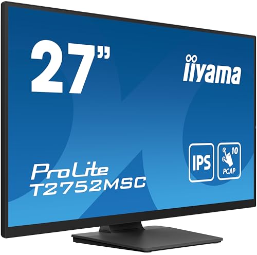 iiyama Prolite T2752MSC-B1 68.6cm 27" IPS LED Monitor FullHD 10 Punkt Multitouch optisch gebondet kapazitiv HDMI DP USB3.2 7H Anti-Fingerprint schwarz von iiyama