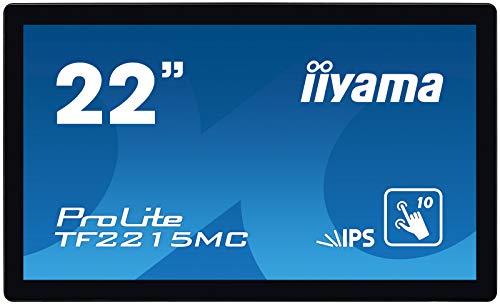 iiyama Prolite TF2215MC-B2 54,6cm (21,5") IPS LED-Monitor Full-HD Open Frame 10 Punkt Multitouch kapazitiv (VGA, HDMI, DisplayPort) IP65 Front, Touch durch Glas, Ant-Fingerprint, schwarz von iiyama