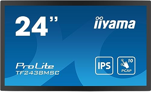 iiyama ProLite TF2438MSC-B1 60,5cm 23,8" IPS LED-Monitor Full-HD Open Frame 10 Punkt Multitouch kapazitiv optisch gebonded HDMI DP USB3.2 7H IP1X Touch-durch-Glas Anti-Fingerprint Metallgehäuse von iiyama