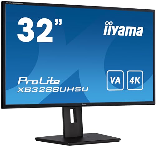 iiyama Prolite XB3288UHSU-B5 80cm 31,5" VA LED Monitor 4K UHD HDMI DP USB3.0 Pip HDR Höhenverstellung FreeSync schwarz von iiyama