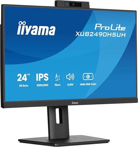 iiyama Prolite XUB2490HSUH-B2 60,5cm 23,8" IPS LED-Monitor Full-HD 100H HDMI DP USB3.2 Höhenverstellung Pivot Windows Hello 5 MP Webcam Adaptive Sync schwarz iiyama Prolite XUB2490HSUH-B2 60,5cm 23,8" IPS LED-Monitor Full-HD 100H HDMI DP USB3.2 Höhenverstellung Pivot Windows Hello 5 MP Webcam Adaptive Sync schwarz von iiyama