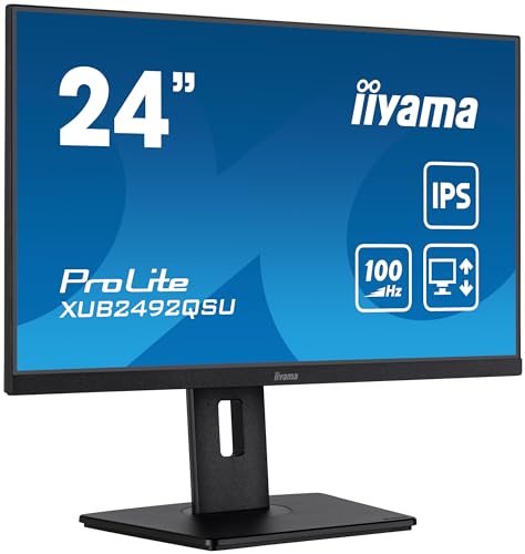 iiyama Prolite XUB2492QSU-B1 60,5cm 23,8" IPS LED-Monitor WQHD 100Hz HDMI DP USB3.2 USB-C3.2 Slim-Line Höhenverstellung Pivot FreeSync schwarz von iiyama