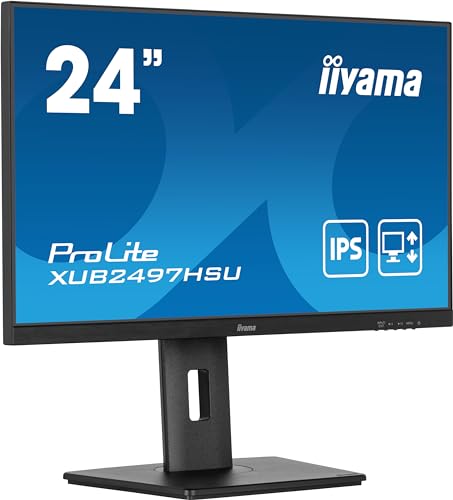 iiyama Prolite XUB2497HSU-B1 60,5cm 23,8" IPS LED-Monitor Full-HD 100Hz HDMI DP USB2.0 Slim-Line Höhenverstellung Pivot AdaptiveSync schwarz von iiyama