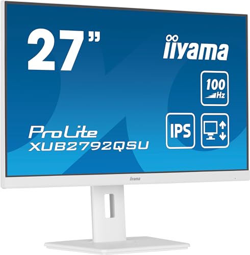iiyama Prolite XUB2792QSU-W6 68,5cm 27" IPS LED-Monitor WQHD 100Hz HDMI DP USB3.2 FreeSync Höhenverstellung Pivot weiß von iiyama