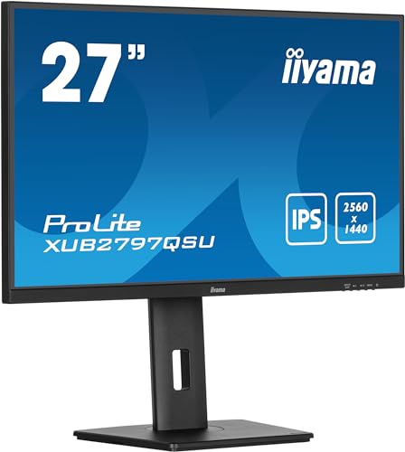 iiyama Prolite XUB2797QSU-B1 68,5cm 27" IPS LED-Monitor WQHD 100Hz HDMI DP USB3.2 Slim-Line Höhenverstellung Pivot AdaptiveSync schwarz von iiyama