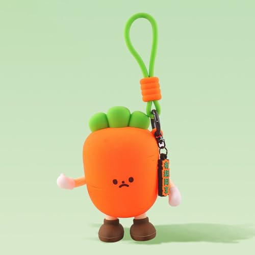 Silikon-Kopfhörer-Organizer Niedliche Gemüse-Serie Mini-Geldbörse Niedliche Expressions Tasche Emotionale Silikon-Kopfhörer-Aufbewahrung Tasche Anhänger für Jungen und Mädchen von ikappy