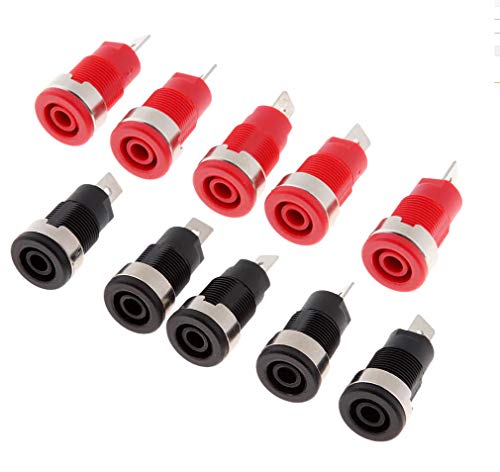 10x Einbau-buchse (5X Rot 5X Schwarz) 4mm Bananen Binding Post Sicherheits-buchse Lautsprecher HiFi Audio Stecker 10 Stück von ikarex-shop