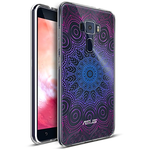 Kompatibel mit ASUS Zenfone 3 Hülle,Bunte Gemalte Mandala Blumen Transparent TPU Silikon Handyhülle Tasche Silikon Durchsichtig Schutzhülle für ASUS Zenfone 3 ZE520KL (5,2 Zoll),Indische Sonne Blumen von ikasus
