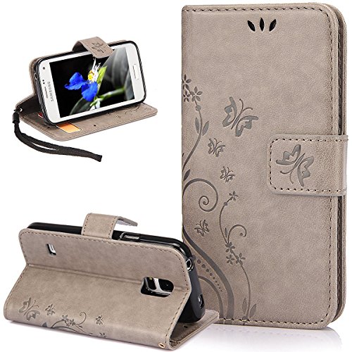 Kompatibel mit Galaxy S5 Hülle,Galaxy S5 Neo Hülle,Malerei Schmetterling Muster PU Lederhülle Flip Hülle Cover Schale Stand Ständer Etui Karten Slot Wallet Tasche Case Schutzhülle für Galaxy S5,Grau Kompatibel mit Galaxy S5 Hülle,Galaxy S5 Neo Hülle,Malerei Schmetterling Muster PU Lederhülle Flip Hülle Cover Schale Stand Ständer Etui Karten Slot Wallet Tasche Case Schutzhülle für Galaxy S5,Grau von ikasus