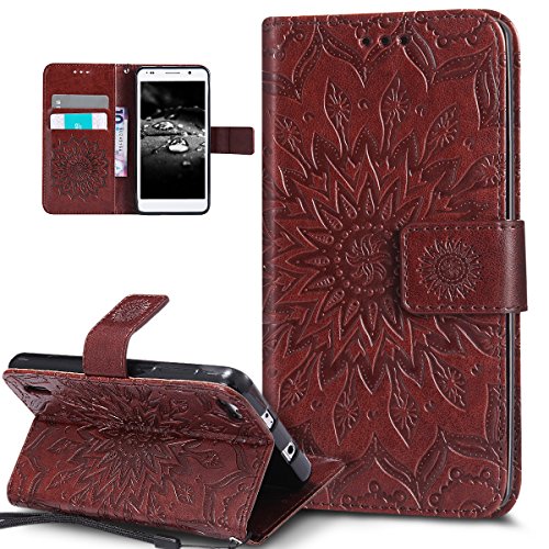 Kompatibel mit Huawei Honor 6 Hülle,Huawei Honor 6 Schutzhülle,Prägung Mandala Blumen Sonnenblume PU Lederhülle Flip Hülle Cover Ständer Etui Wallet Tasche Case Schutzhülle für Huawei Honor 6,Braun Kompatibel mit Huawei Honor 6 Hülle,Huawei Honor 6 Schutzhülle,Prägung Mandala Blumen Sonnenblume PU Lederhülle Flip Hülle Cover Ständer Etui Wallet Tasche Case Schutzhülle für Huawei Honor 6,Braun von ikasus