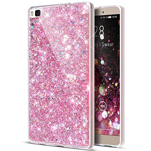 Kompatibel mit Huawei P8 Hülle Schutzhülle Case,Huawei P8 Silikon Hülle,Kristall Bling Glänzend Glitzer Kristall Strass Diamant TPU Silikon Hülle Handyhülle Crystal Schutzhülle für Huawei P8,Rosa von ikasus