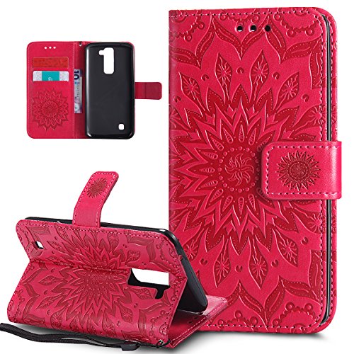Kompatibel mit LG Stylus 2 Hülle,LG Stylus 2 Schutzhülle,Prägung Mandala Blumen Sonnenblume PU Lederhülle Flip Hülle Cover Schale Ständer Etui Wallet Tasche Case Schutzhülle für LG Stylus 2 LS775,Rot Kompatibel mit LG Stylus 2 Hülle,LG Stylus 2 Schutzhülle,Prägung Mandala Blumen Sonnenblume PU Lederhülle Flip Hülle Cover Schale Ständer Etui Wallet Tasche Case Schutzhülle für LG Stylus 2 LS775,Rot von ikasus
