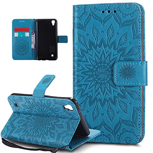 Kompatibel mit LG X Power Hülle,LG X Power Schutzhülle,Prägung Mandala Blumen Sonnenblume Muster PU Lederhülle Flip Hülle Cover Schale Ständer Etui Wallet Tasche Case Schutzhülle für LG X Power,Blau Kompatibel mit LG X Power Hülle,LG X Power Schutzhülle,Prägung Mandala Blumen Sonnenblume Muster PU Lederhülle Flip Hülle Cover Schale Ständer Etui Wallet Tasche Case Schutzhülle für LG X Power,Blau von ikasus