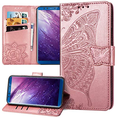 Kompatibel mit Schutzhülle Huawei Honor 9 Lite Hülle,Prägung Rosen Blumen Mandala Schmetterling PU Lederhülle Flip Hülle Cover Ständer Bookstyle Wallet Tasche Case Schutzhülle Handyhülle,Rose Gold Kompatibel mit Schutzhülle Huawei Honor 9 Lite Hülle,Prägung Rosen Blumen Mandala Schmetterling PU Lederhülle Flip Hülle Cover Ständer Bookstyle Wallet Tasche Case Schutzhülle Handyhülle,Rose Gold von ikasus