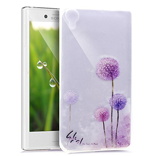 Kompatibel mit Sony Xperia X Hülle,Sony Xperia X Schutzhülle,Gemalt Kunst Malerei Handyhülle Silikon TPU Silikon Hülle Handyhülle Tasche Durchsichtig Schutzhülle für Sony Xperia X,Lila Löwenzahn von ikasus