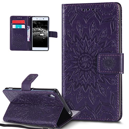 Kompatibel mit Sony Xperia Z3 Hülle,Sony Xperia Z3 Plus Hülle,Prägung Mandala Blumen Sonnenblume PU Lederhülle Flip Hülle Ständer Wallet Tasche Case Schutzhülle für Sony Xperia Z3/Z3 Plus/Z4,Lila Kompatibel mit Sony Xperia Z3 Hülle,Sony Xperia Z3 Plus Hülle,Prägung Mandala Blumen Sonnenblume PU Lederhülle Flip Hülle Ständer Wallet Tasche Case Schutzhülle für Sony Xperia Z3/Z3 Plus/Z4,Lila von ikasus