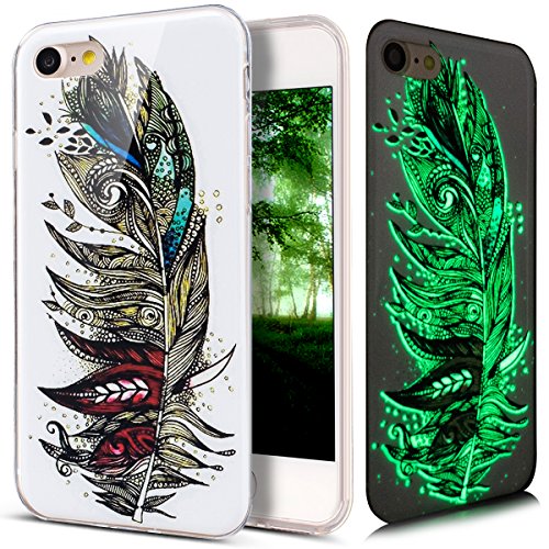 Kompatibel mit iPhone 8 Hülle,iPhone 7 Hülle,ikasus Bunte Gemalt Muster [Leuchtend Luminous] Handyhülle TPU Silikon Hülle Handy Hülle Case Tasche Schutzhülle für iPhone 8/7 Hülle,Bunte Feder von ikasus