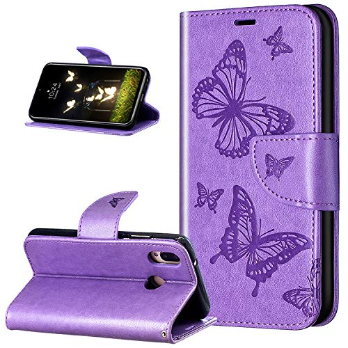 Leder Handyhülle für Huawei Y7 2019/ Y7 Prime 2019 Hülle,Relief Prägung Malerei Schmetterling PU Lederhülle Hülle Cover Ständer Bookstyle Wallet Tasche Case Leder Flip Schutzhülle,Lila Leder Handyhülle für Huawei Y7 2019/ Y7 Prime 2019 Hülle,Relief Prägung Malerei Schmetterling PU Lederhülle Hülle Cover Ständer Bookstyle Wallet Tasche Case Leder Flip Schutzhülle,Lila von ikasus