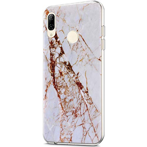 Marmor Hülle Kompatibel mit Huawei P Smart 2019 Hülle,Matt Marmor Stein Marble IMD Weiche Flexible Silikon Handyhülle Rückschale Durchsichtige Bumper Handy Hülle Case Tasche Schutzhülle,Marmor B von ikasus