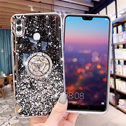 Silikon Hülle für Huawei Honor 8X Hülle,Bling Diamant Ring Ständer Glänzend Glitzer Pailletten Durchsichtig Kristallklar TPU Silikon Handyhülle Case Tasche Schutzhülle für Huawei Honor 8X,Schwarz Silikon Hülle für Huawei Honor 8X Hülle,Bling Diamant Ring Ständer Glänzend Glitzer Pailletten Durchsichtig Kristallklar TPU Silikon Handyhülle Case Tasche Schutzhülle für Huawei Honor 8X,Schwarz von ikasus