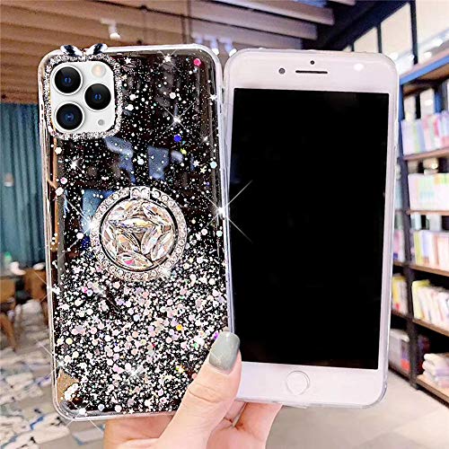 Silikon Hülle für iPhone 11 Pro Hülle,Bling Diamant Ring Ständer Glänzend Glitzer Pailletten Durchsichtig Kristallklar TPU Silikon Handyhülle Case Tasche Schutzhülle für iPhone 11 Pro,Schwarz Silikon Hülle für iPhone 11 Pro Hülle,Bling Diamant Ring Ständer Glänzend Glitzer Pailletten Durchsichtig Kristallklar TPU Silikon Handyhülle Case Tasche Schutzhülle für iPhone 11 Pro,Schwarz von ikasus