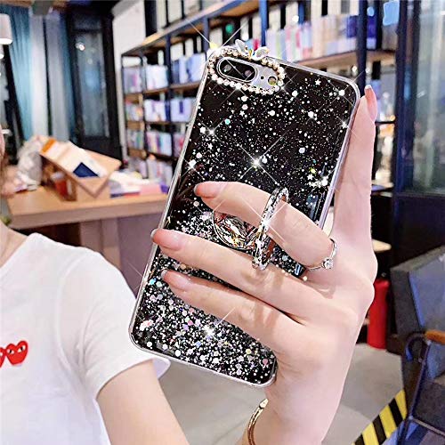 Silikon Hülle für iPhone 7 Plus/8 Plus Hülle,Bling Diamant Ring Ständer Glänzend Glitzer Pailletten Durchsichtig Klar TPU Silikon Handyhülle Case Tasche Schutzhülle für iPhone 7 Plus/8 Plus,Schwarz Silikon Hülle für iPhone 7 Plus/8 Plus Hülle,Bling Diamant Ring Ständer Glänzend Glitzer Pailletten Durchsichtig Klar TPU Silikon Handyhülle Case Tasche Schutzhülle für iPhone 7 Plus/8 Plus,Schwarz von ikasus