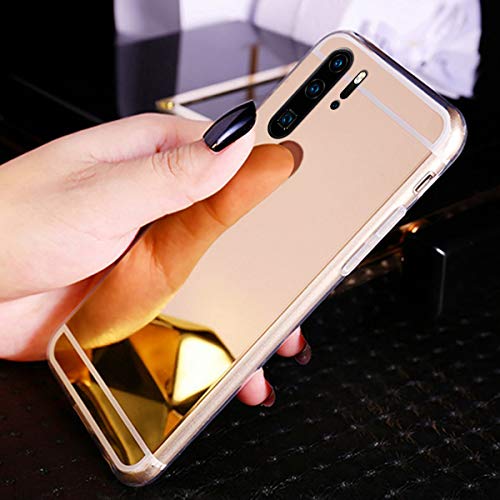 Spiegel Hülle für Huawei P30 Pro Hülle,für Huawei P30 Pro Schutzhülle,Glänzend Kristall Überzug Spiegel TPU Silikon Handy Hülle Tasche Crystal Durchsichtig Bumper Schutzhülle für Huawei P30 Pro,Gold von ikasus