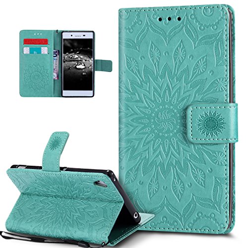 ikasus Kompatibel mit Schutzhülle Sony Xperia Z4/Z3+/Z3 Plus Hülle Handyhülle Tasche Case,Prägung Mandala Blumen Sonnenblume PU Lederhülle Flip Hülle Ständer Wallet Tasche Case Schutzhülle,Grün ikasus Kompatibel mit Schutzhülle Sony Xperia Z4/Z3+/Z3 Plus Hülle Handyhülle Tasche Case,Prägung Mandala Blumen Sonnenblume PU Lederhülle Flip Hülle Ständer Wallet Tasche Case Schutzhülle,Grün von ikasus