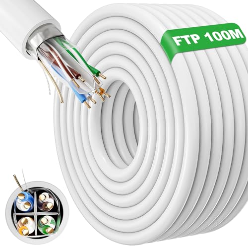 ikbc LAN Kabel 100 meter, Outdoor Cat 6 Netzwerkkabel 100m FTP Abschirmung Ethernet Kabel Hochgeschwindigkeits, Extra Lang Internet Kabel 250MHz RJ45 Gigabit Wasserdicht Anti-Interferenz Patchkabel von ikbc