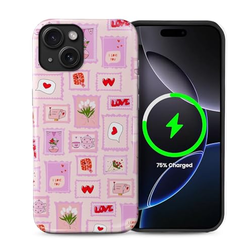 ilikediy Schutzhülle für iPhone 14 Plus, kompatibel mit Magsafe, Musterdesign, für Damen und Mädchen, Hybrid-Schutzhülle, 2-lagig, Hartschale, Silikon, magnetische Hülle, C-Briefmarken, Liebesblumen ilikediy Schutzhülle für iPhone 14 Plus, kompatibel mit Magsafe, Musterdesign, für Damen und Mädchen, Hybrid-Schutzhülle, 2-lagig, Hartschale, Silikon, magnetische Hülle, C-Briefmarken, Liebesblumen von ilikediy