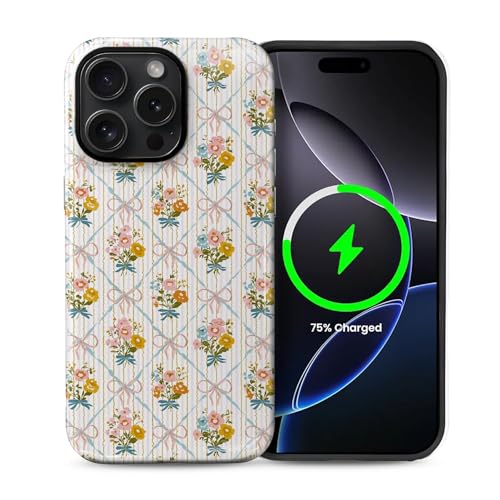 ilikediy Schutzhülle für iPhone 15 Pro Max [kompatibel mit Magsafe], Musterdesign, Schutzhülle für Frauen und Mädchen, Hybrid-Hartschale, Silikon, magnetische Schutzhülle, C-Ölgemälde, Blumen von ilikediy
