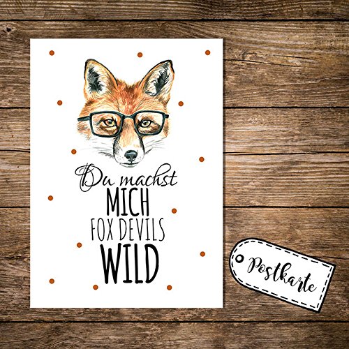ilka parey wandtattoo-welt® A6 Postkarte Karte Print Fuchs mit Spruch Du machst mich fox devils wild pk02 von ilka parey wandtattoo-welt