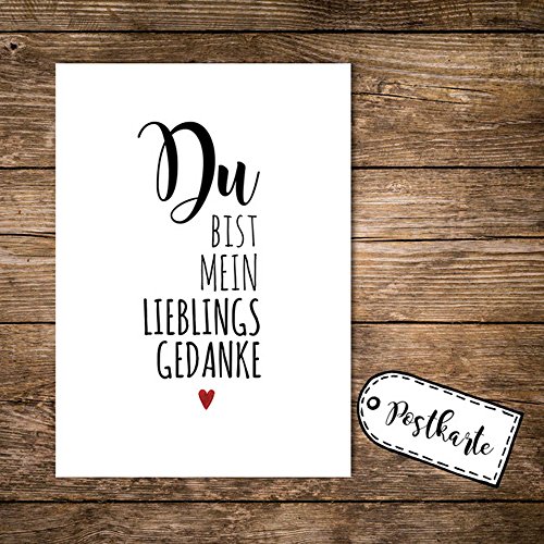 ilka parey wandtattoo-welt® A6 Postkarte Print mit Spruch Du bist mein Lieblingsgedanke pk01 von ilka parey wandtattoo-welt