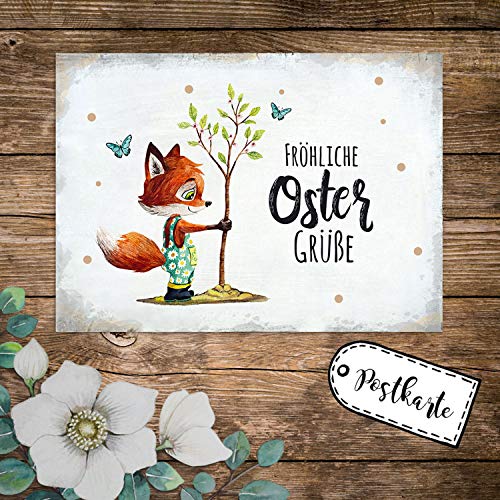ilka parey wandtattoo-welt A6 Grußkarte Postkarte Osterkarte Print Fuchs pflantz Bäumchen Schmetterlinge Spruch Fröhliche Ostergrüße Punkte pk241 - ausgewählte Menge: *5 Stück (desselben Motives)* ilka parey wandtattoo-welt A6 Grußkarte Postkarte Osterkarte Print Fuchs pflantz Bäumchen Schmetterlinge Spruch Fröhliche Ostergrüße Punkte pk241 - ausgewählte Menge: *5 Stück (desselben Motives)* von ilka parey wandtattoo-welt