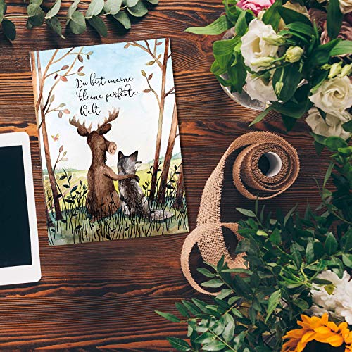 ilka parey wandtattoo-welt A6 Postkarte Print Tiere Hirsch & Wolf Freunde mit Spruch ...kleine perfekte Welt... Pk185 ilka parey wandtattoo-welt A6 Postkarte Print Tiere Hirsch & Wolf Freunde mit Spruch ...kleine perfekte Welt... Pk185 von ilka parey wandtattoo-welt