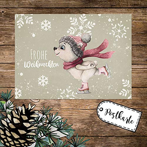 ilka parey wandtattoo-welt A6 Weihnachtskarte Weihnachtsgrüße Postkarte Print Eisbär Schneeflocken Grußkarte Frohe Weihnachten Geschenk pk267 - ausgewählte Größe: *1 Stück* von ilka parey wandtattoo-welt