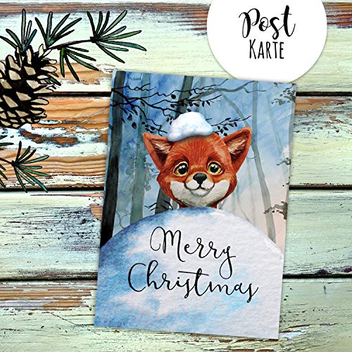 ilka parey wandtattoo-welt A6 Weihnachtskarte Weihnachtsgrüße Postkarte Print Fuchs mit Schnee im Winterwald Grußkarte Karte Merry Christmas pk221 - ausgewählte Menge: *10 Stück (desselben Motives)* ilka parey wandtattoo-welt A6 Weihnachtskarte Weihnachtsgrüße Postkarte Print Fuchs mit Schnee im Winterwald Grußkarte Karte Merry Christmas pk221 - ausgewählte Menge: *10 Stück (desselben Motives)* von ilka parey wandtattoo-welt