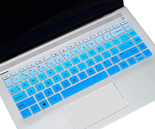Tastaturabdeckung für HP Pavilion X360 14 Tastaturschutz für HP Pavilion x360 14MBA 14MCD 14BF 14BW 14 cm 14CF Serie 14 Zoll Laptop Tastatur Schutzfolie Ombre Blau (mit kariertem Karomuster) von imComor