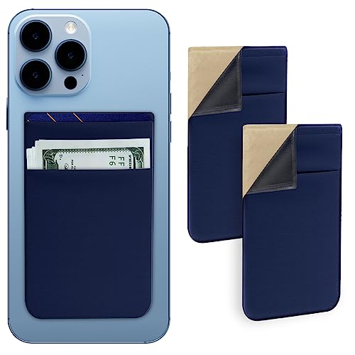 imluckies 2 Pack Selbstklebender Handy Kartenhalter, [Doppelte Dehnbare Tasche] Kredit-ID-Karten Telefon Brieftasche zum Aufkleben Kompatibel mit iPhone/Samsung/Allen Smartphones, Blau von imluckies
