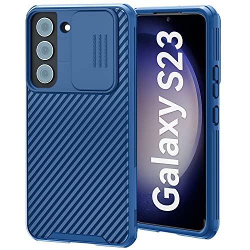 imluckies Für Samsung Galaxy S23 Hülle mit Kameraschutz Schiebe, Hard PC Stoßfeste Schutzhülle mit Kamera Abdeckung Handyhülle, Weiche Bumper Slim Case Fit für Galaxy S23 6.1 Zoll 5G 2023, Blau von imluckies