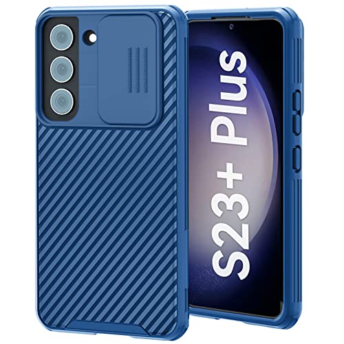 imluckies Für Samsung Galaxy S23 Plus Hülle mit Kameraschutz Schiebe, Hard PC Stoßfeste Handyhülle mit Kamera Abdeckung Schutzhülle, Weicher Bumper Slim Case für Galaxy S23+ 6,6 Zoll 5G 2023, Blau von imluckies