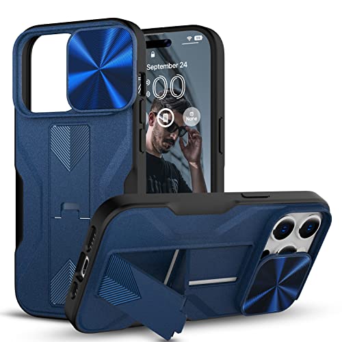 imluckies Kompatibel mit iPhone 14 Pro Hülle mit Schiebe Kameraschutz & Eingebautem Ständer, Stoßfeste TPU & Kratzfeste PC Matte Abdeckung, Langlebiger Militärqualität Bumper Case 6,1" 2022, Blau imluckies Kompatibel mit iPhone 14 Pro Hülle mit Schiebe Kameraschutz & Eingebautem Ständer, Stoßfeste TPU & Kratzfeste PC Matte Abdeckung, Langlebiger Militärqualität Bumper Case 6,1" 2022, Blau von imluckies