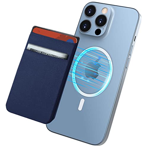 imluckies Magnetische Handy Kartenhalter für MagSafe Wallet, Kompatibel mit iPhone 14 Pro Max Plus/15 Pro/15 Max/15/15 Plus, Doppelte Dehnbare Stofftaschen, Magnet Card Holder für 13/12 Serie, Blau von imluckies